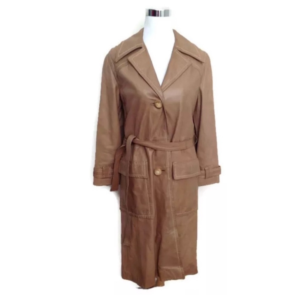 Loewe Vintage Jacket Coat Leather Trench Long - Picture 2 of 10